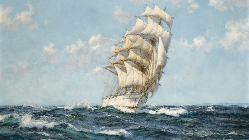 Sailing ship in rough seas