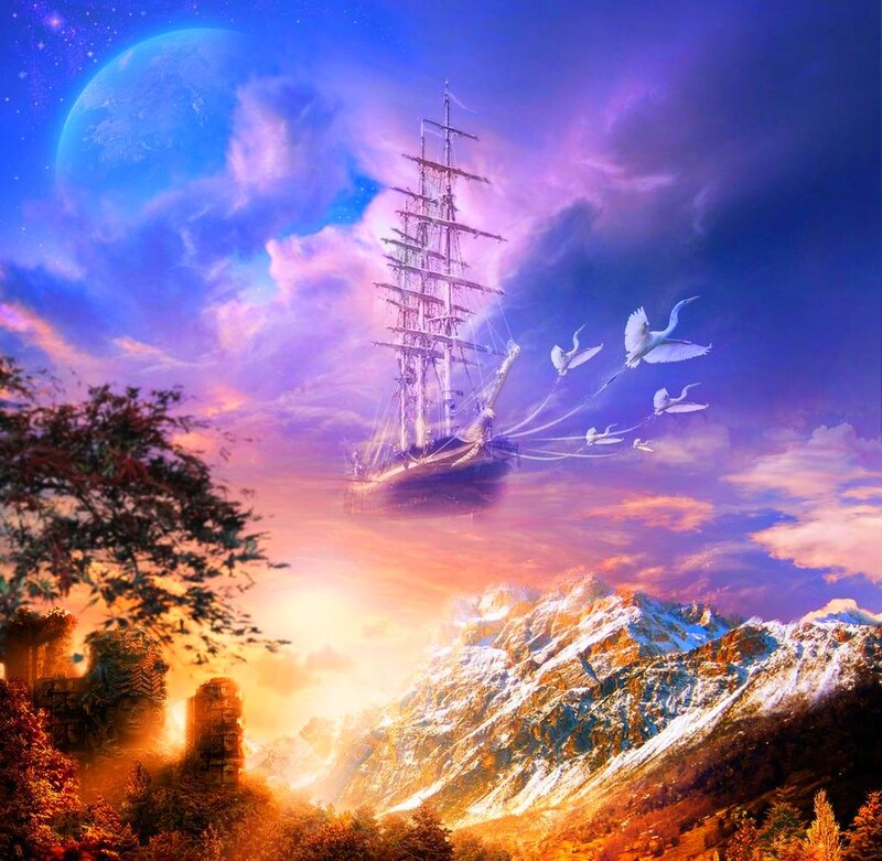 Sailing Ship in Sky