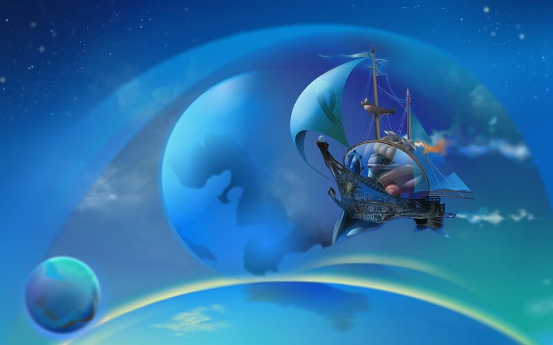 sailing ship in space