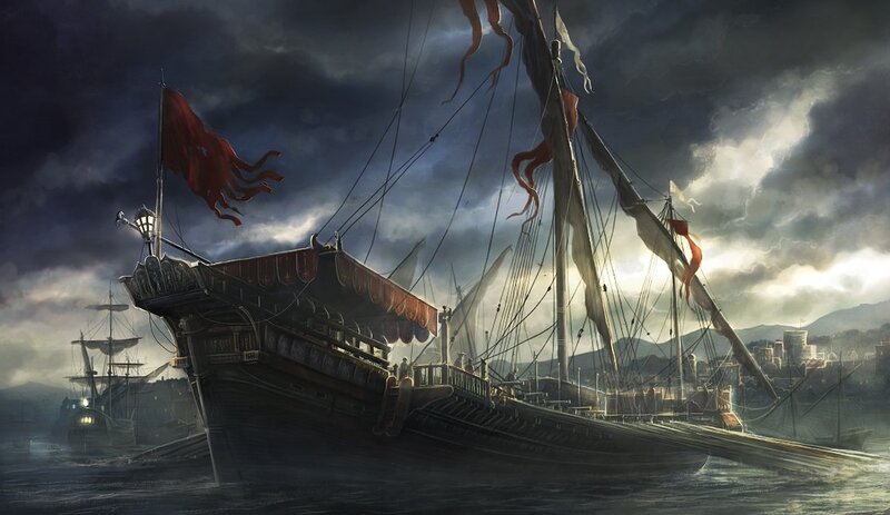 Sailing Ship in Storm — Dark Gray