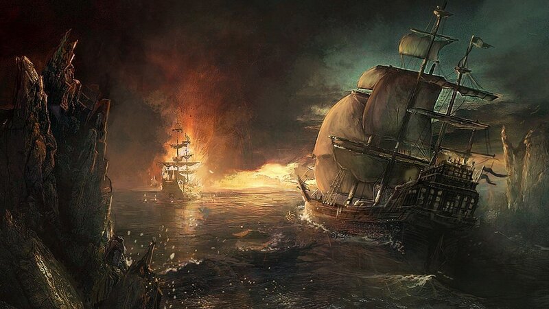 Sailing Ship in Storm — Dark