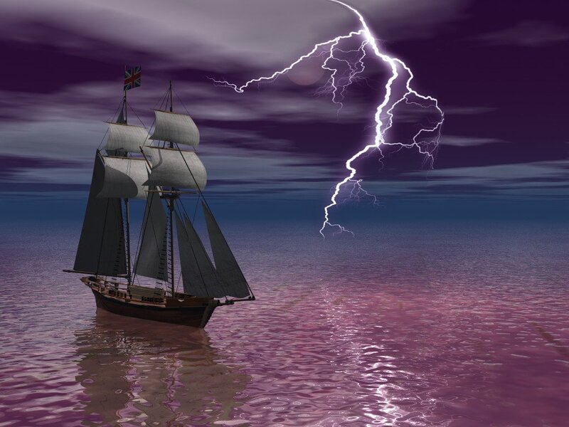 Sailing Ship in Storm — Purple