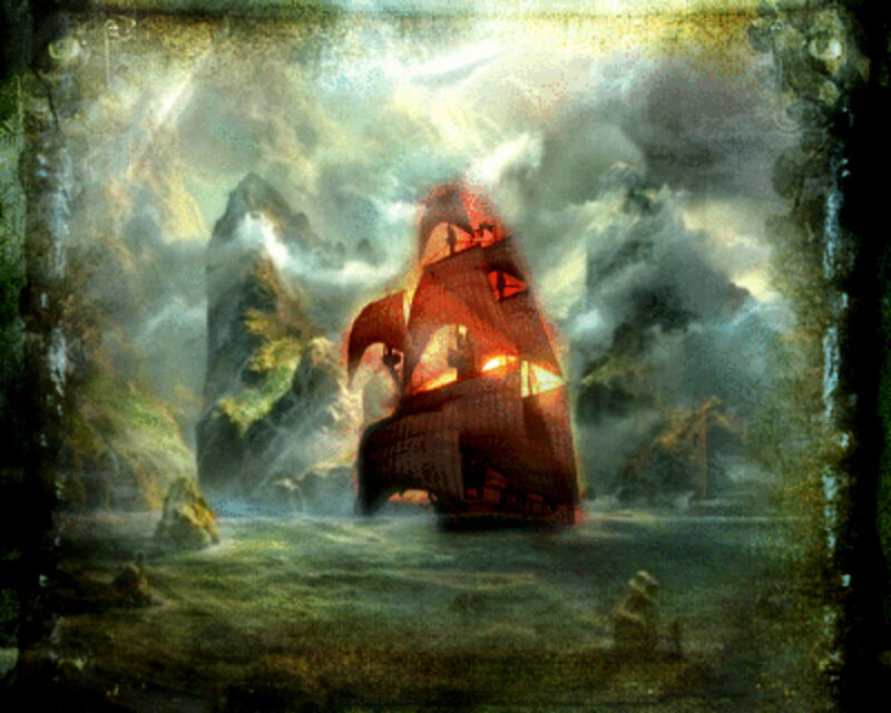 Sailing Ship in Storm — Red, Dramatic, Ominous