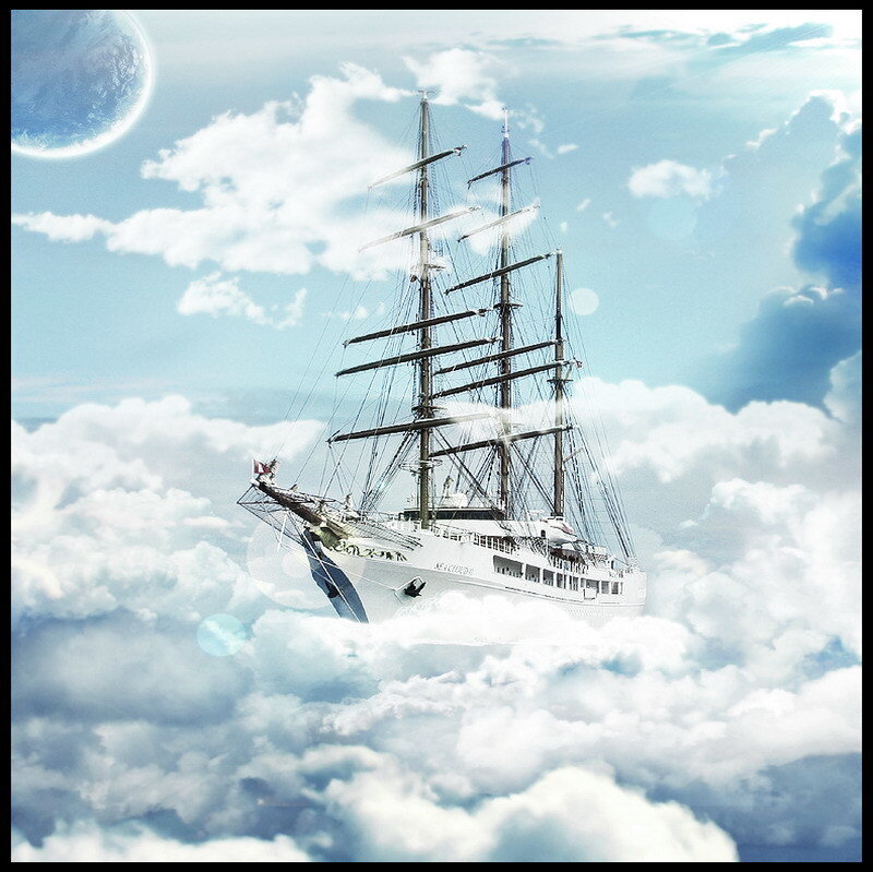 Sailing ship in the clouds