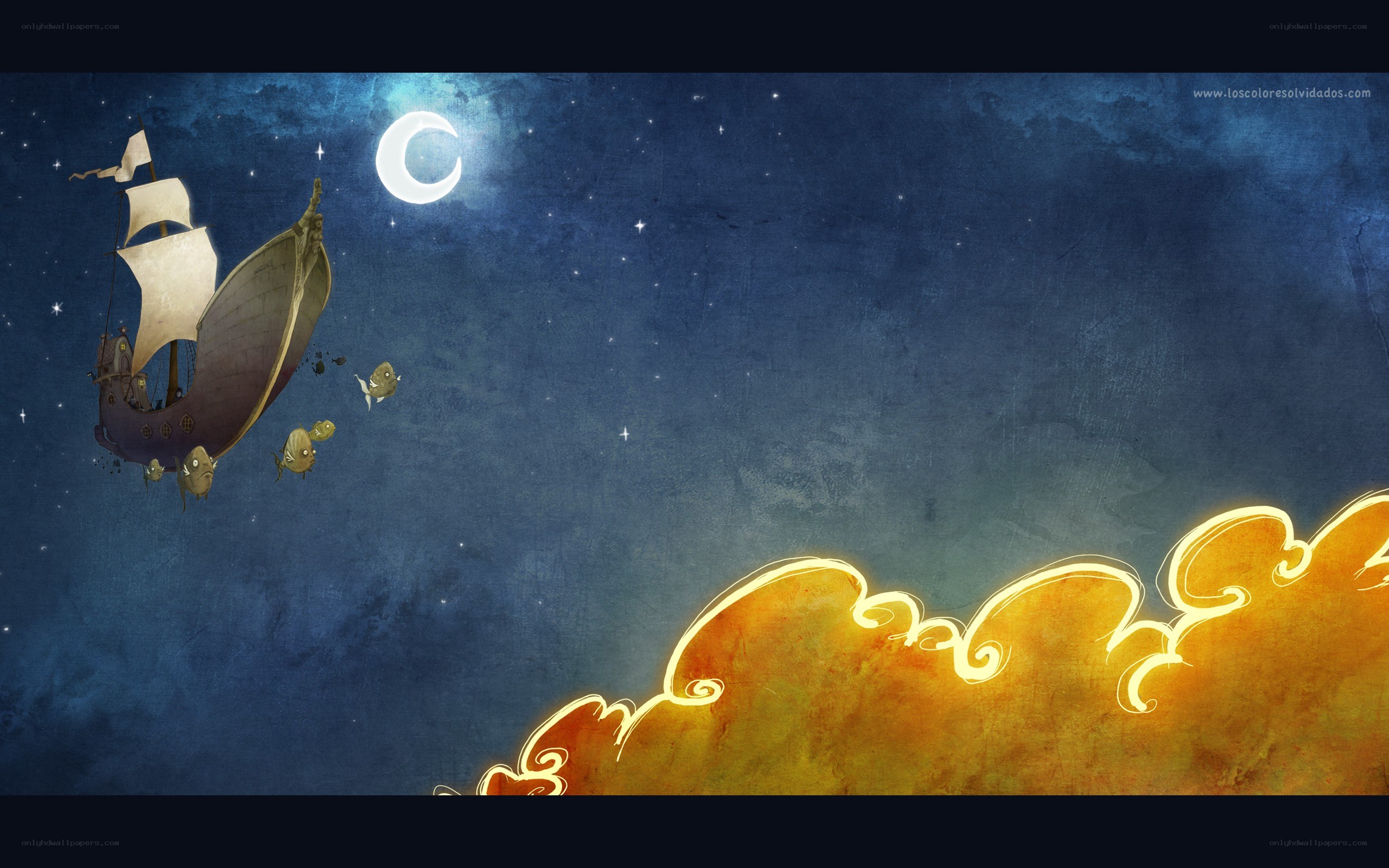 sailing ship in the night sky