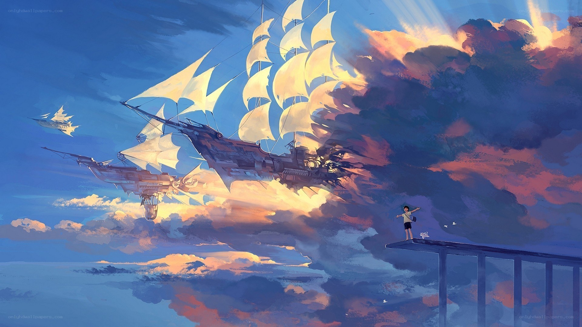 Sailing ship in the sky