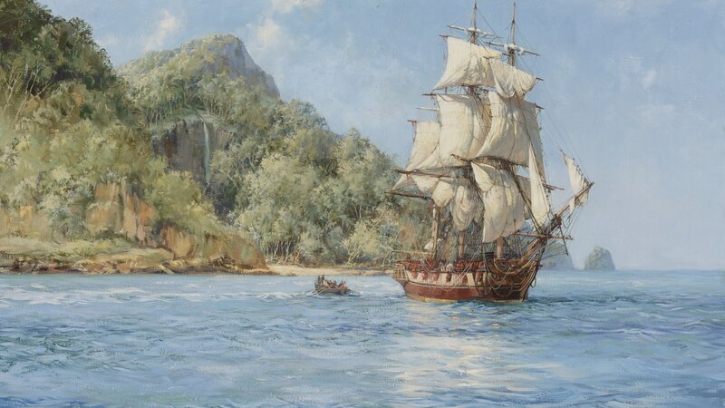 Sailing Ship Near Coast