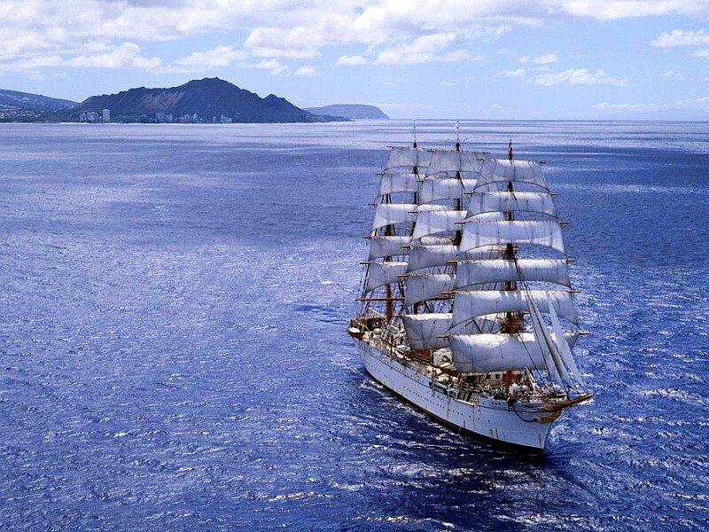 Sailing ship near Diamond Head
