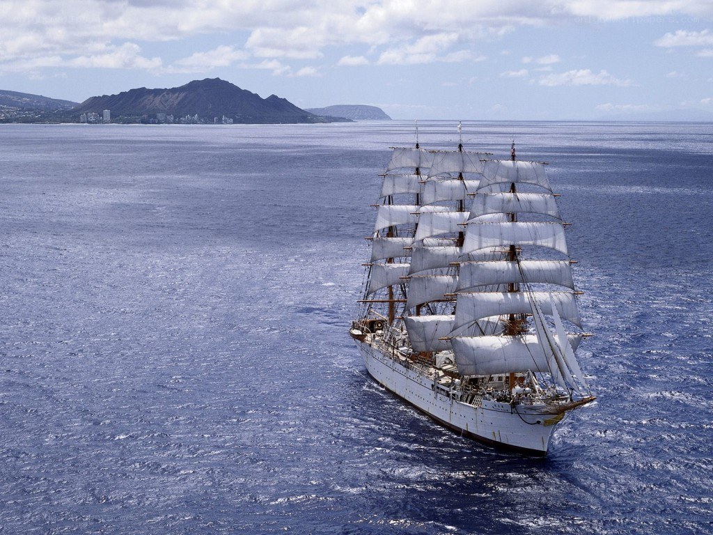 Sailing ship near Diamond Head