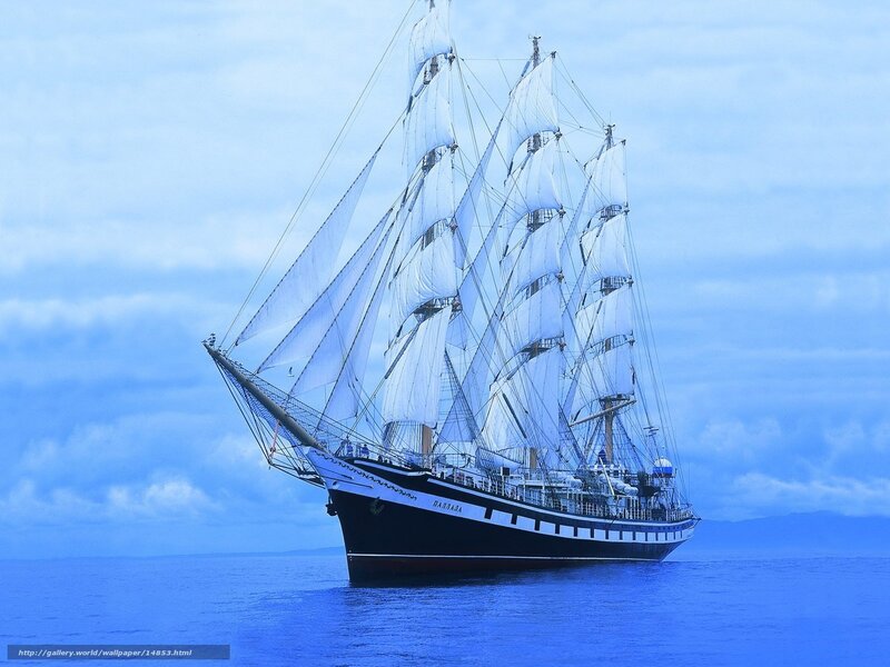 Sailing ship on calm sea