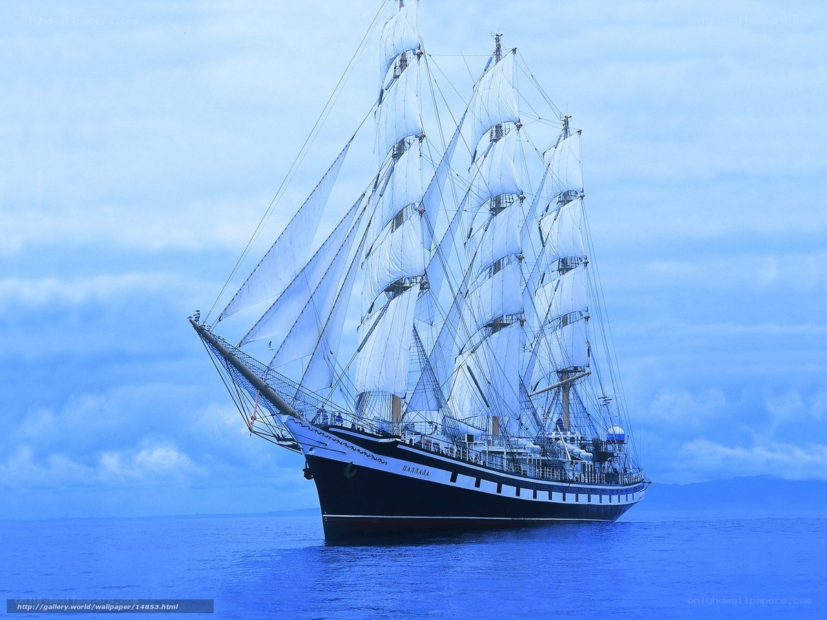 Sailing ship on calm sea