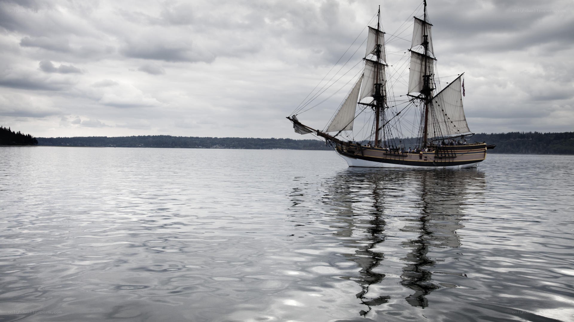 sailing ship on calm water