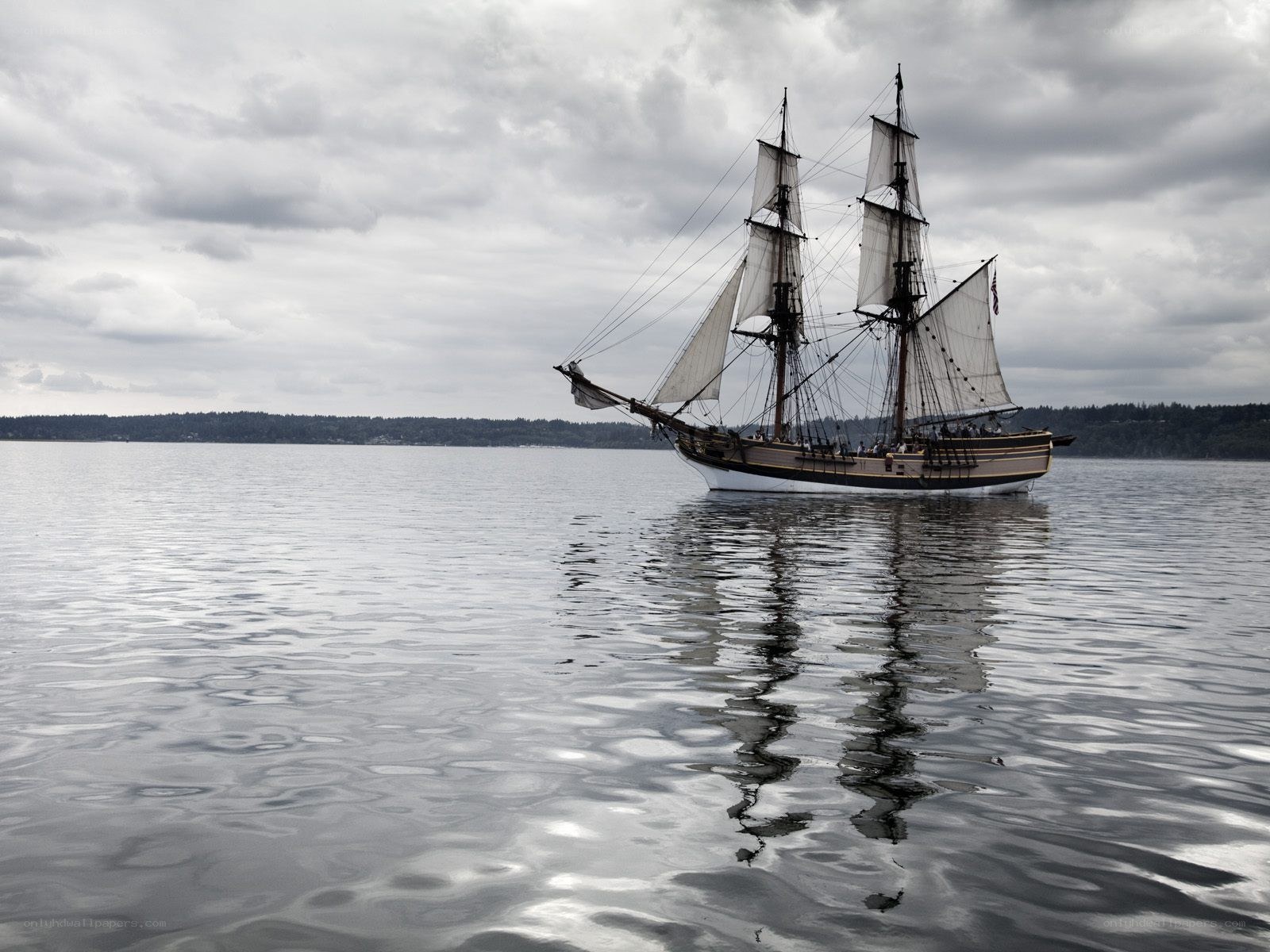 sailing ship on calm water