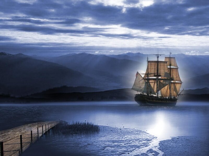 Sailing Ship on Lake