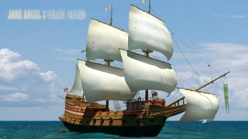 Sailing Ship on Ocean — Blue, Serene, Afternoon, 3d Render, Sky