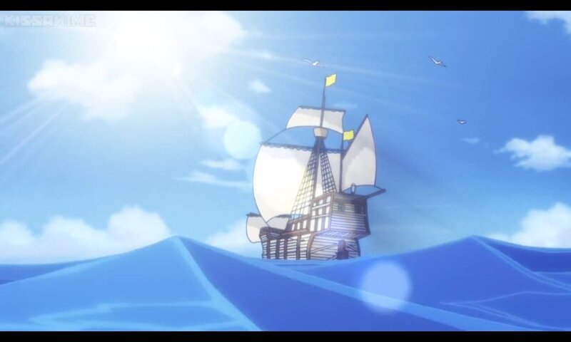 Sailing Ship on Ocean — Blue, Serene, Afternoon, Anime