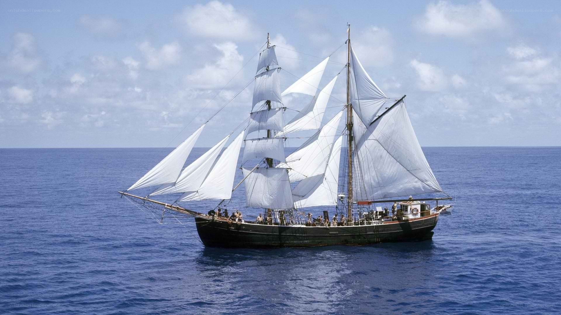 sailing ship on open ocean