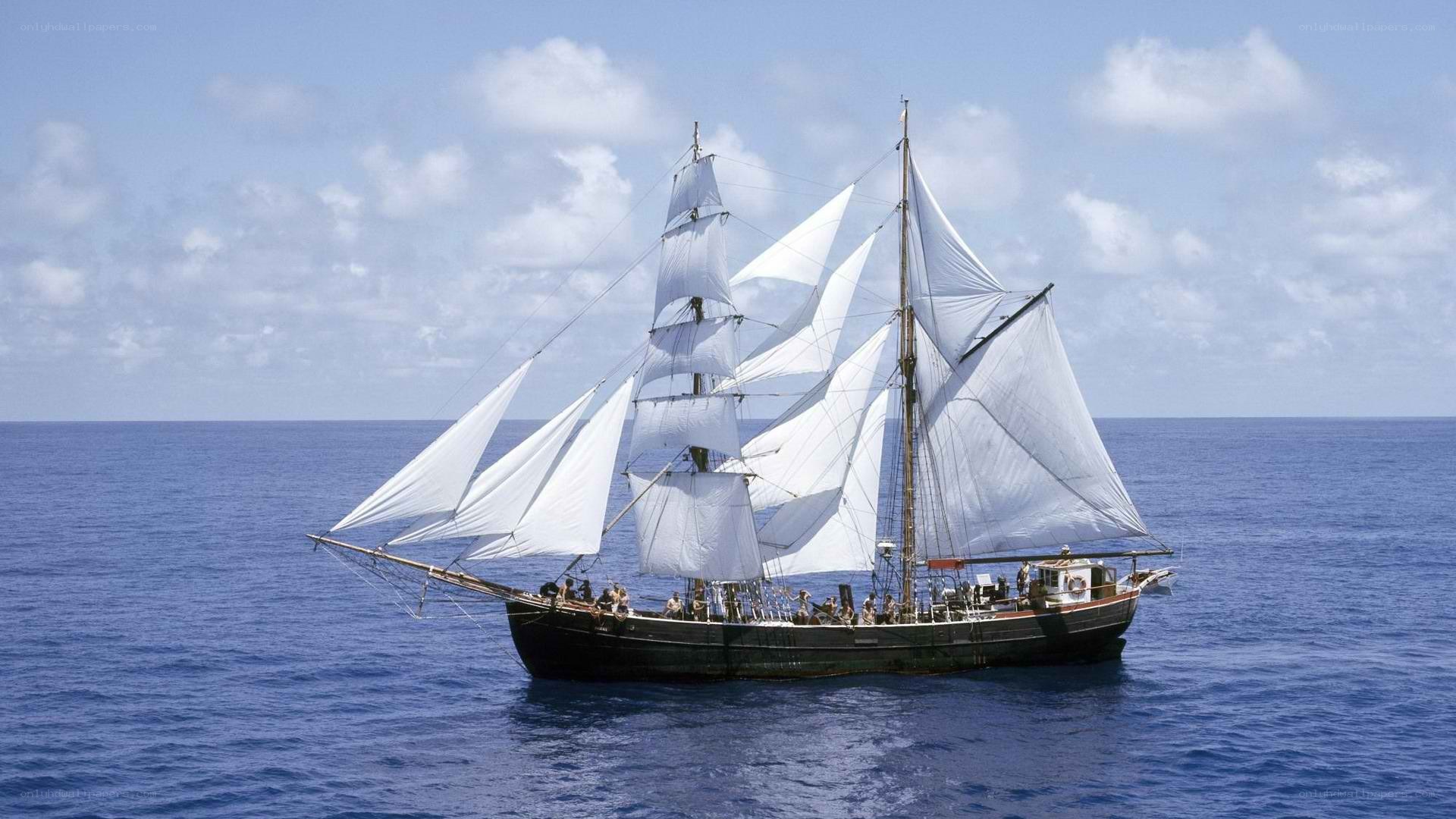 sailing ship on open ocean