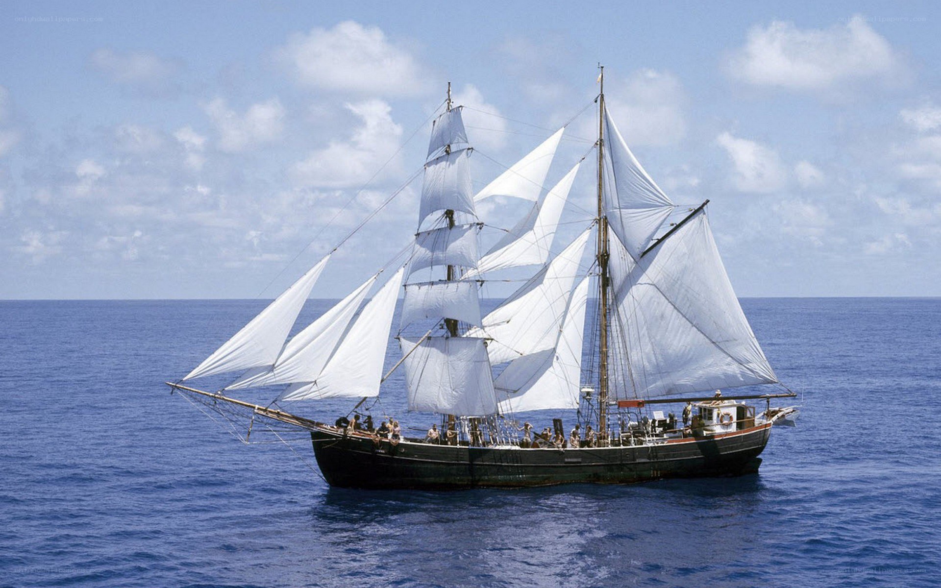 sailing ship on open ocean
