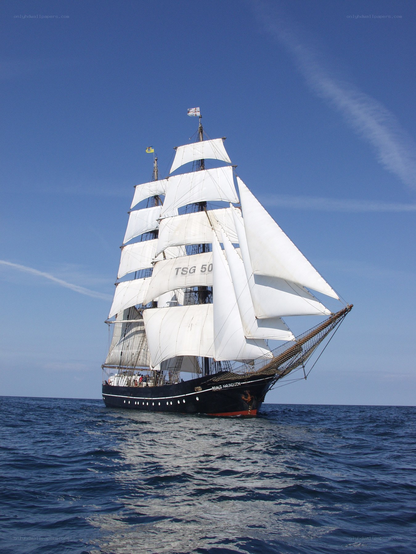 Sailing ship on open sea