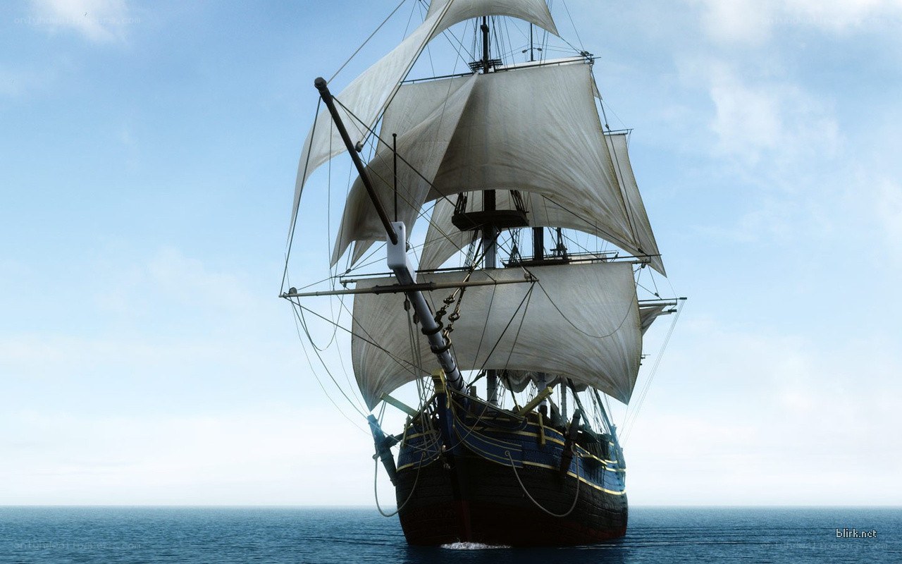 sailing ship on open sea