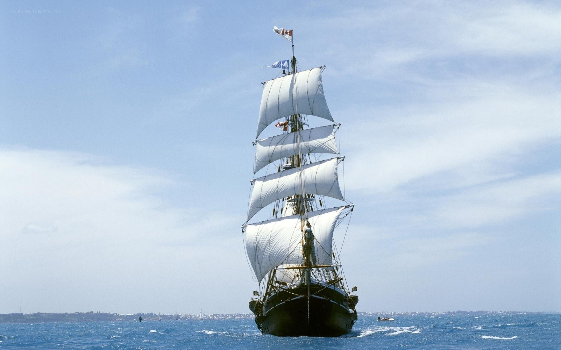 Sailing ship on open sea
