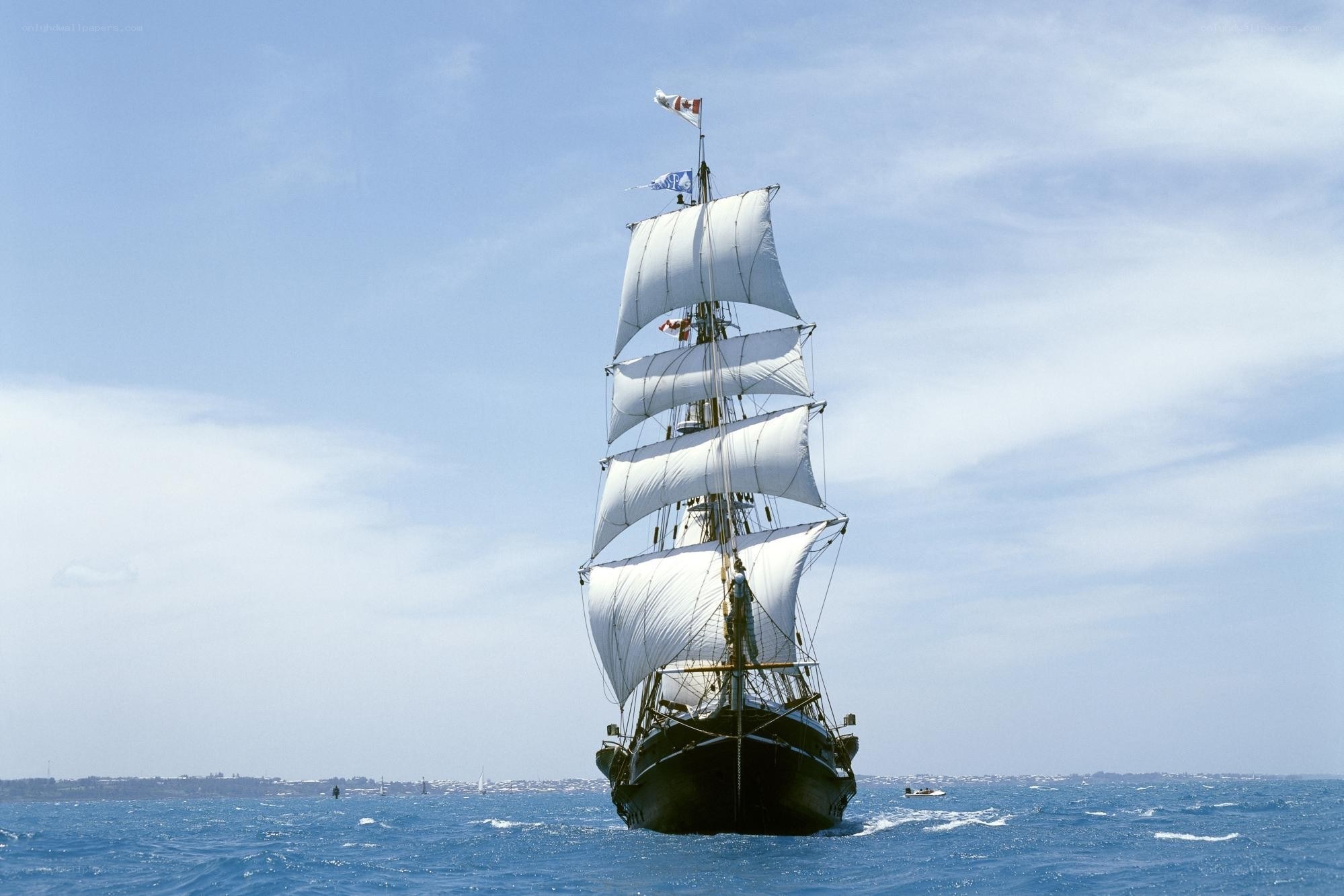 Sailing ship on open sea