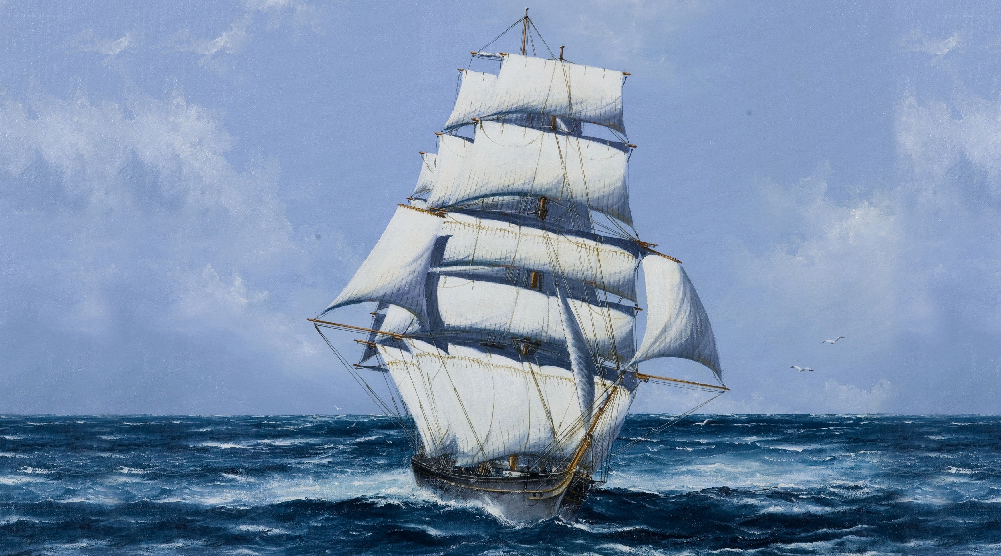 Sailing ship on open sea