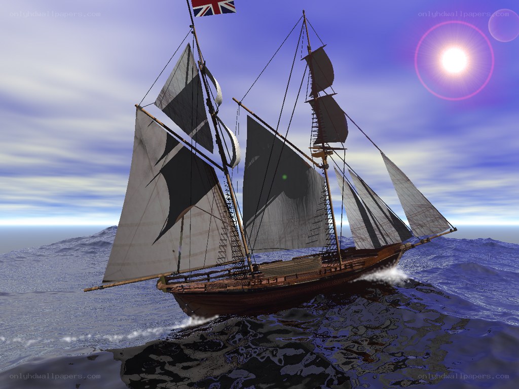 sailing ship on open sea