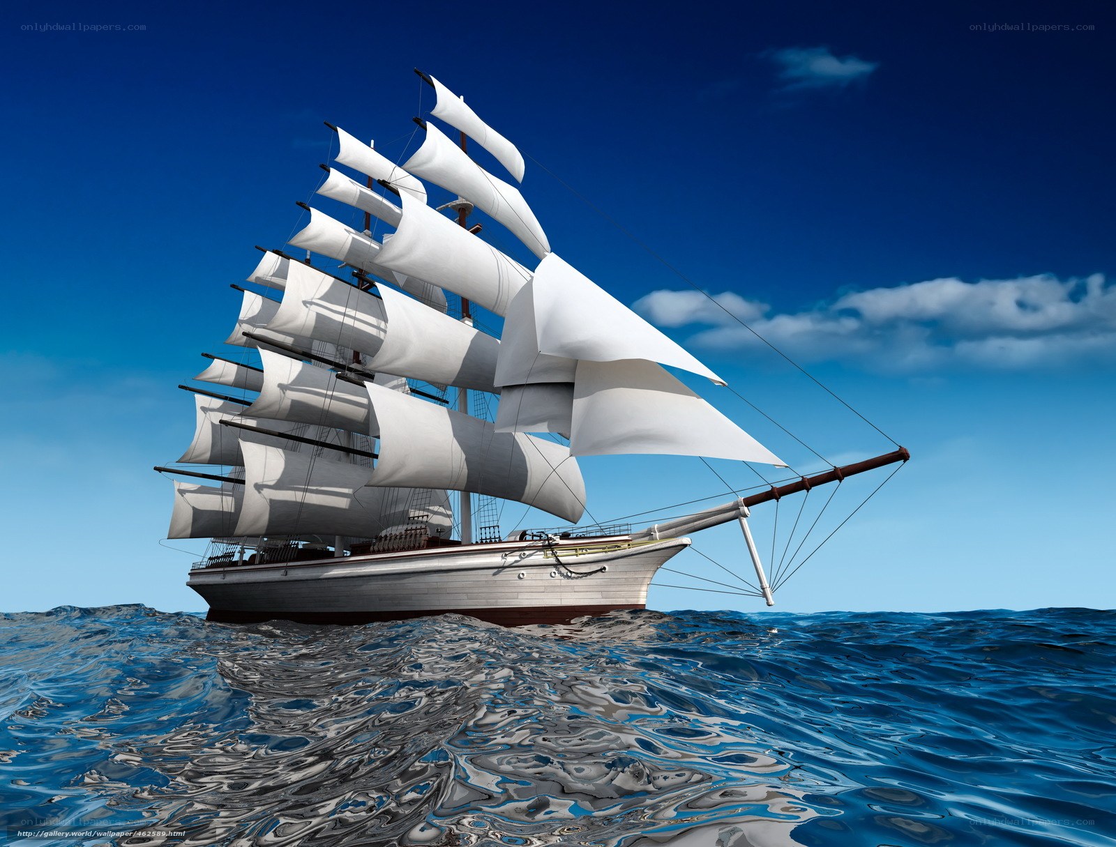 Sailing ship on open sea