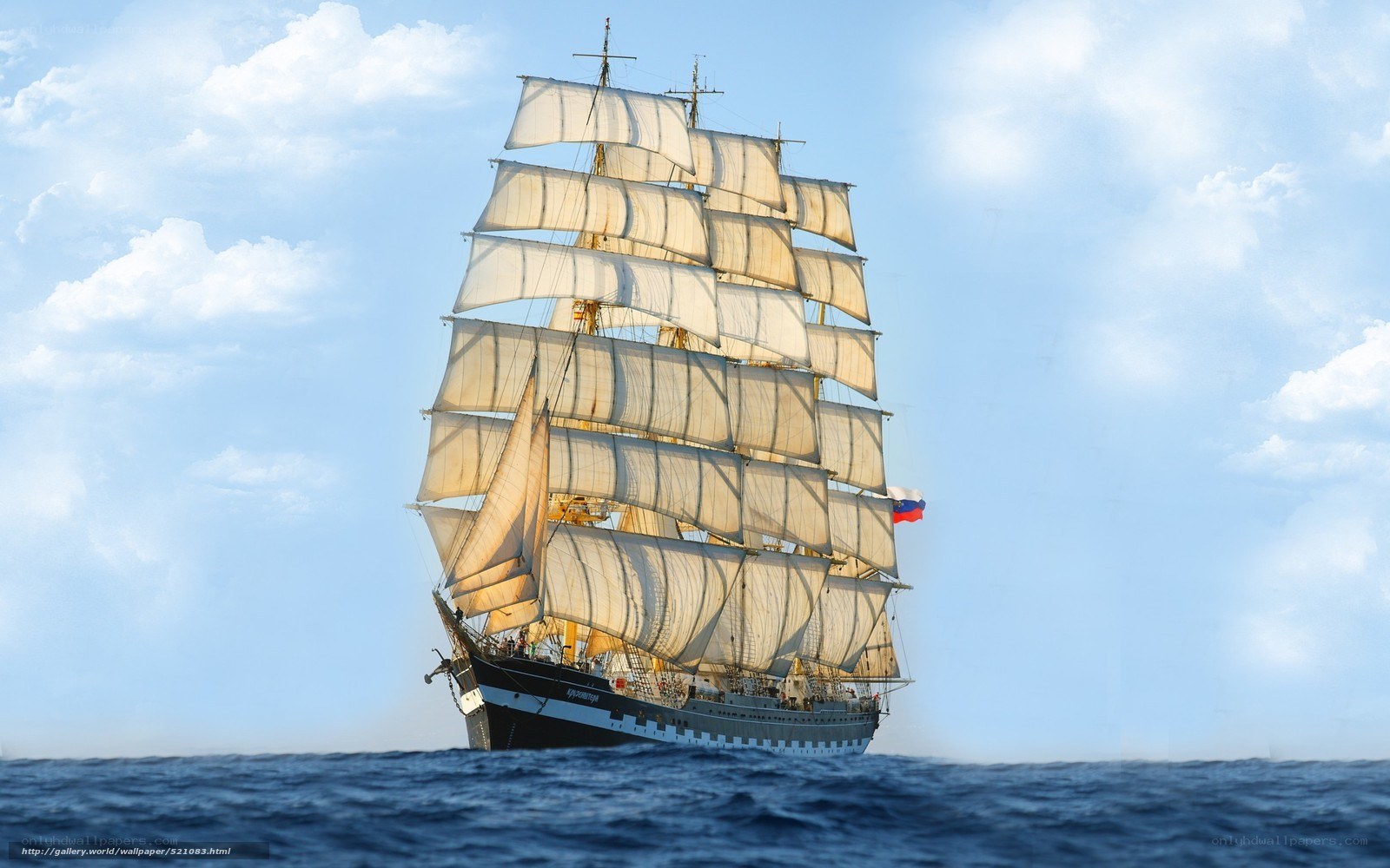 Sailing ship on open sea