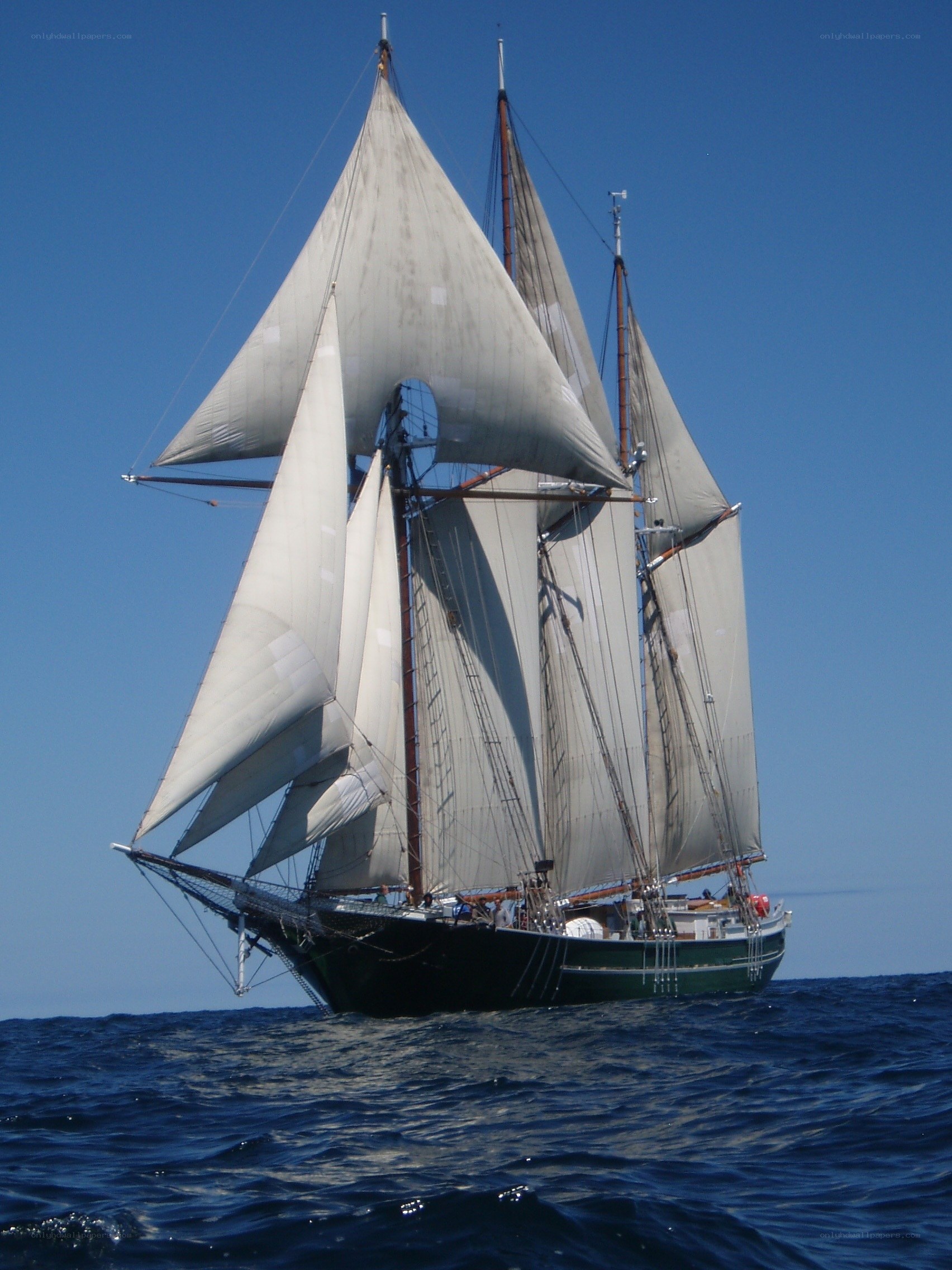 Sailing ship on open sea