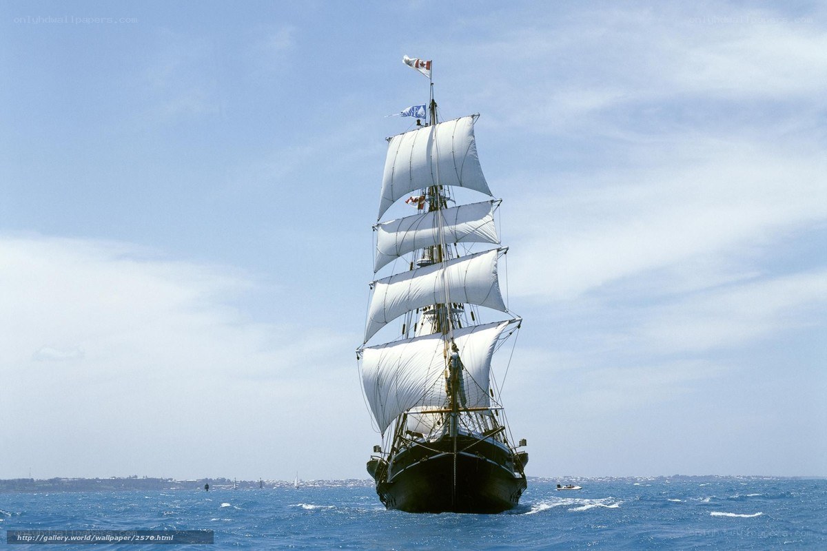 Sailing ship on open sea