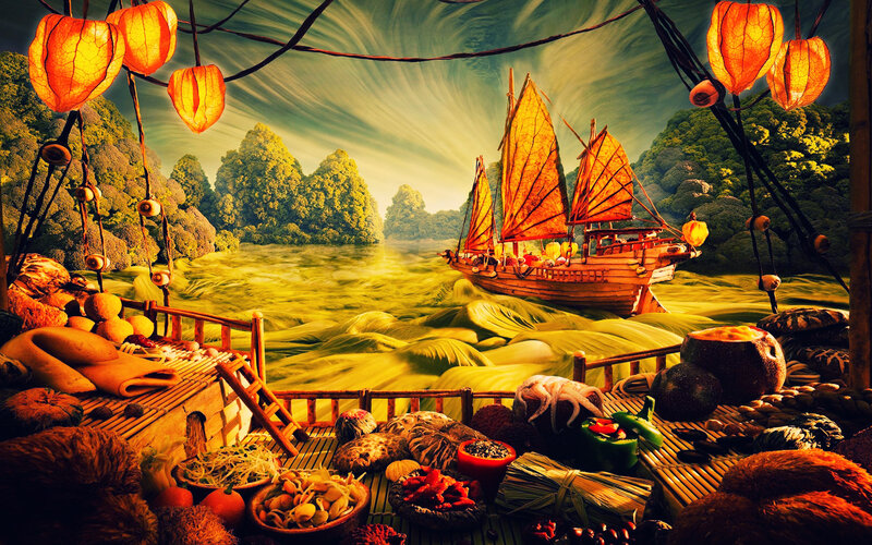 Sailing Ship on River