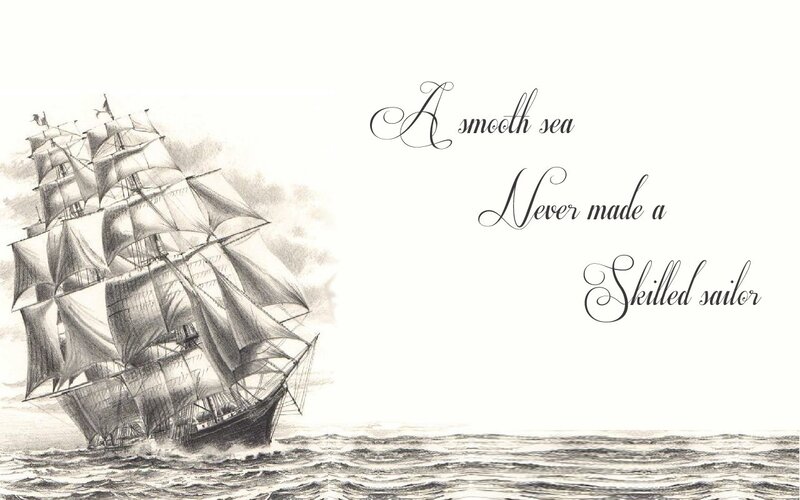 Sailing Ship on Sea — Black, Dramatic, Illustration