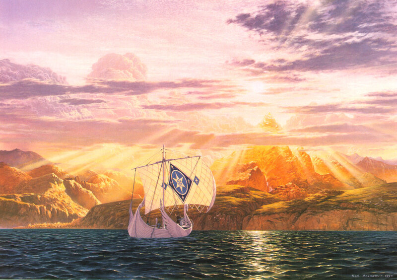 Sailing Ship on Sea — Purple