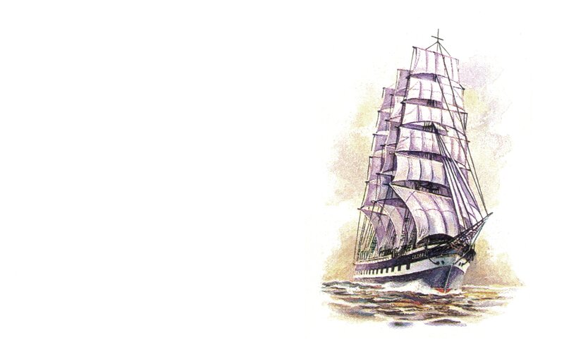 Sailing Ship on Sea — White