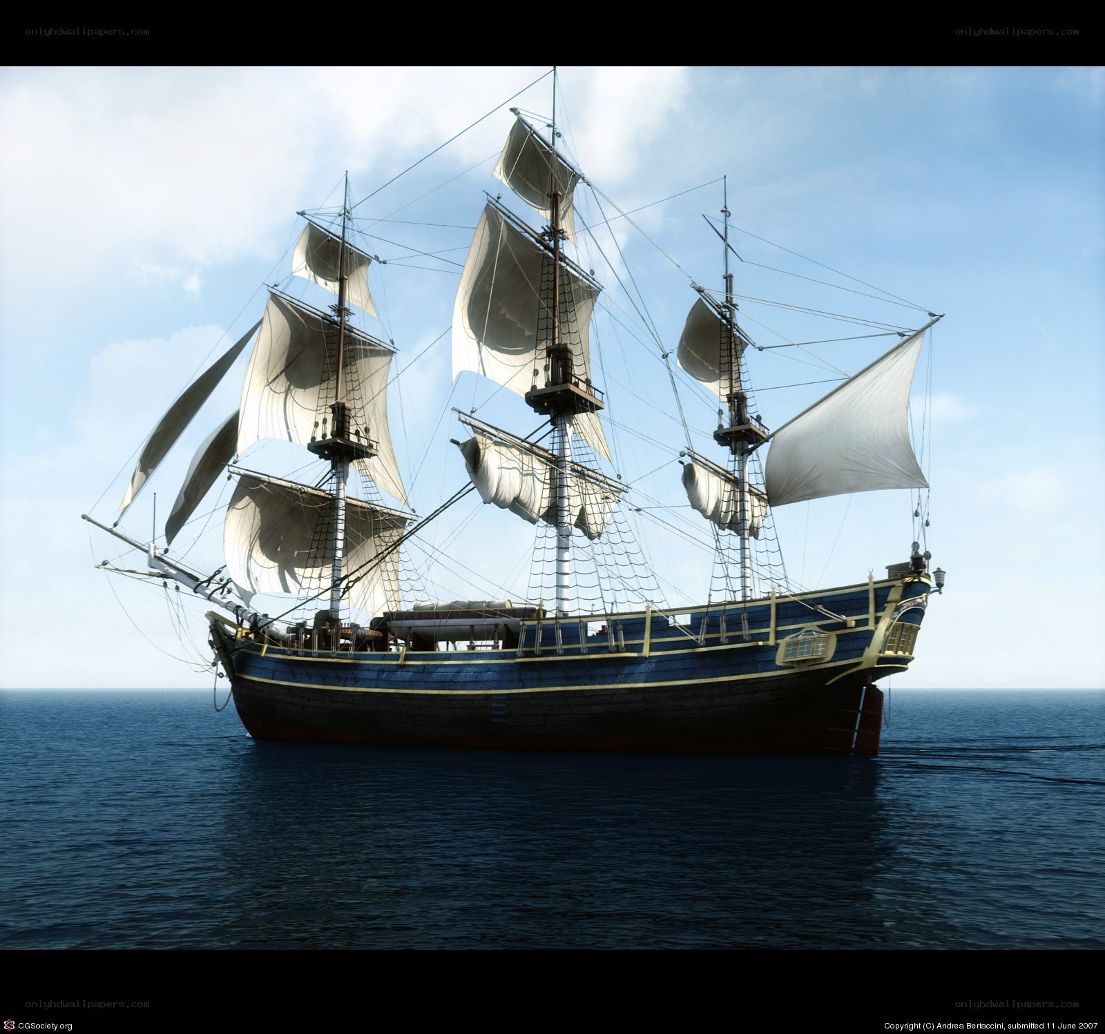 sailing ship on the ocean