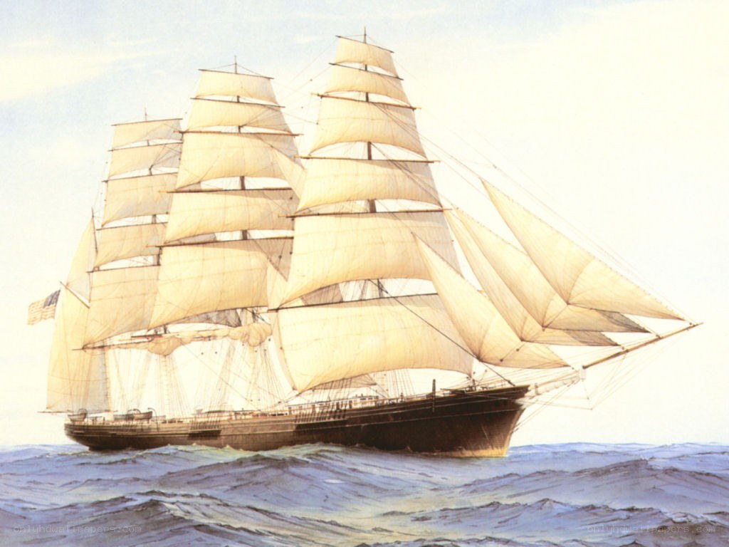 Sailing ship on the ocean