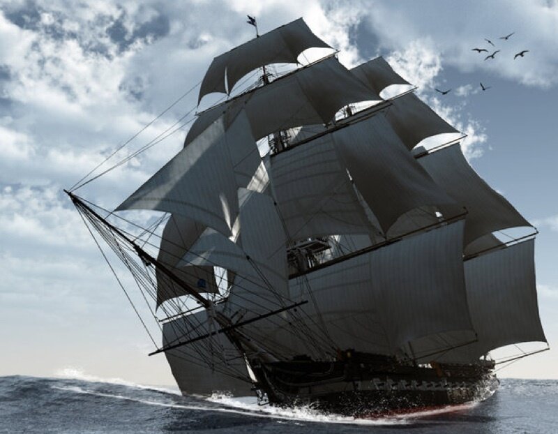 sailing ship on the ocean