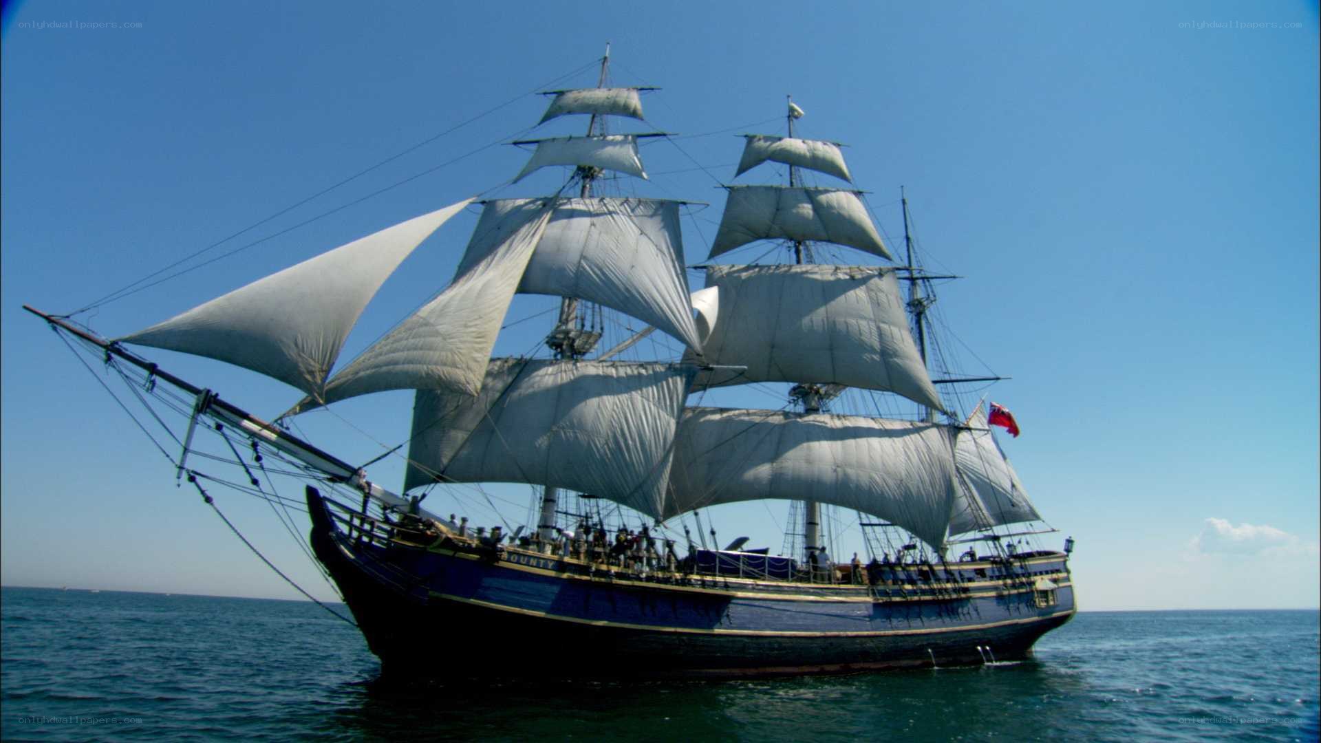 sailing ship on the open sea