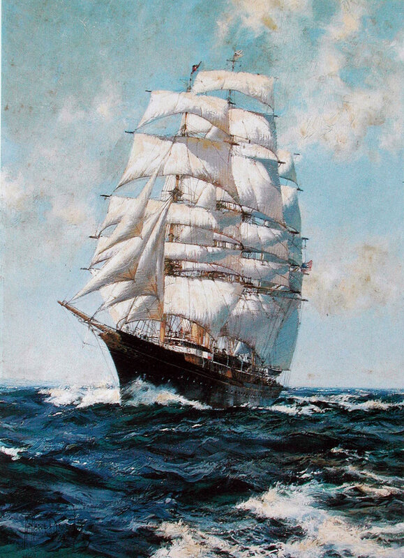 Sailing ship on the open sea