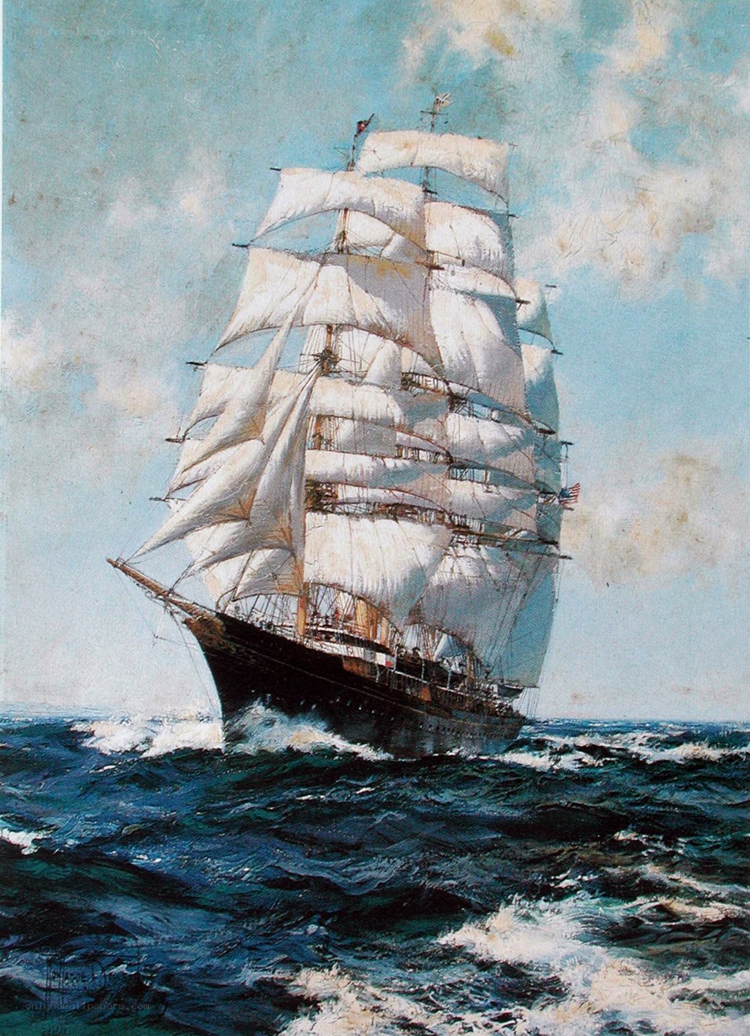 Sailing ship on the open sea