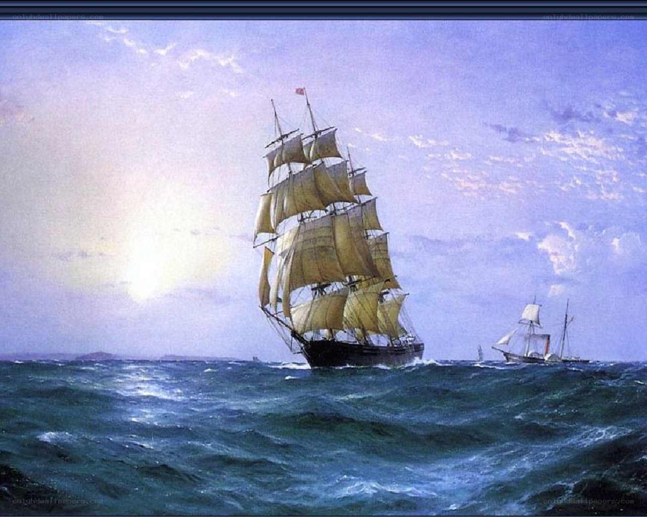 Sailing ship on the open sea