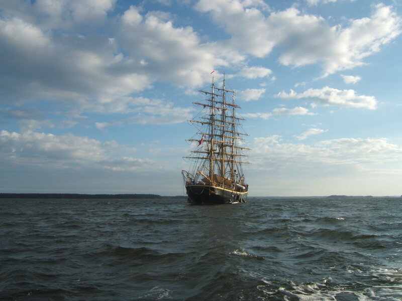 Sailing ship on the open sea