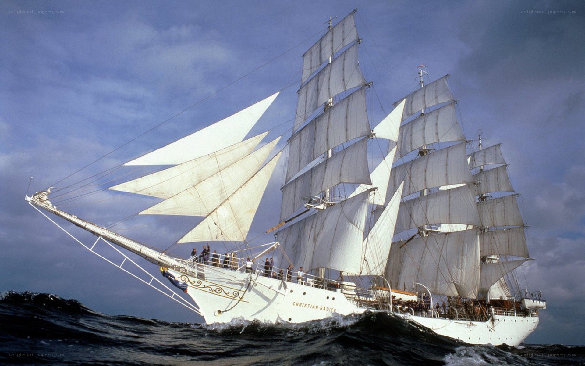 Sailing ship on the open sea