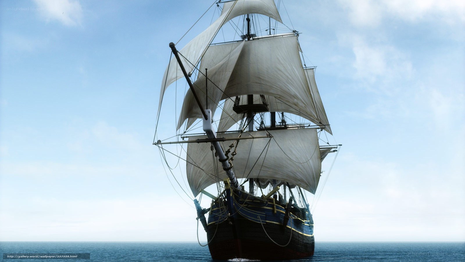 sailing ship on the open sea