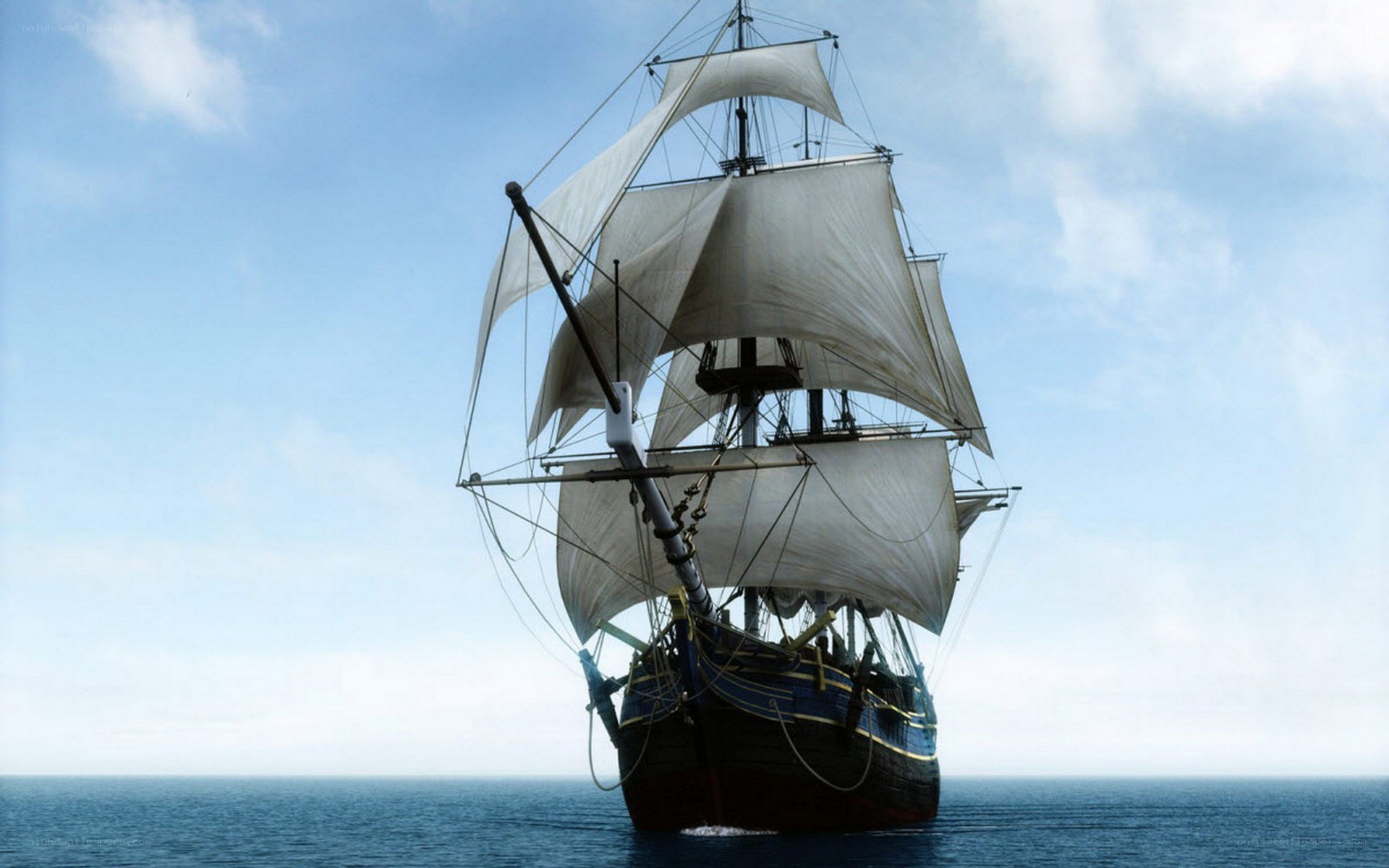 sailing ship on the open sea