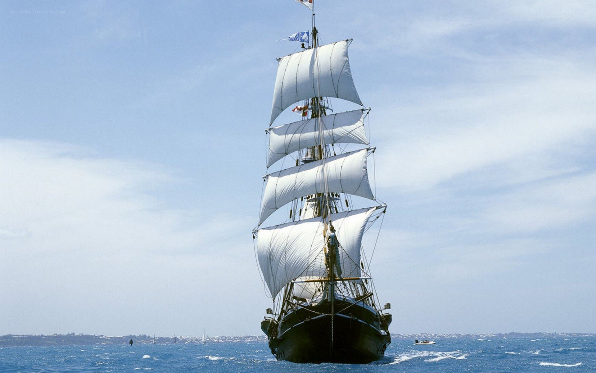 sailing ship on the open sea