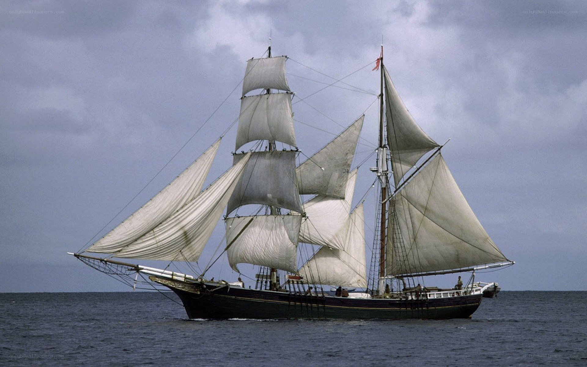 sailing ship on the open sea